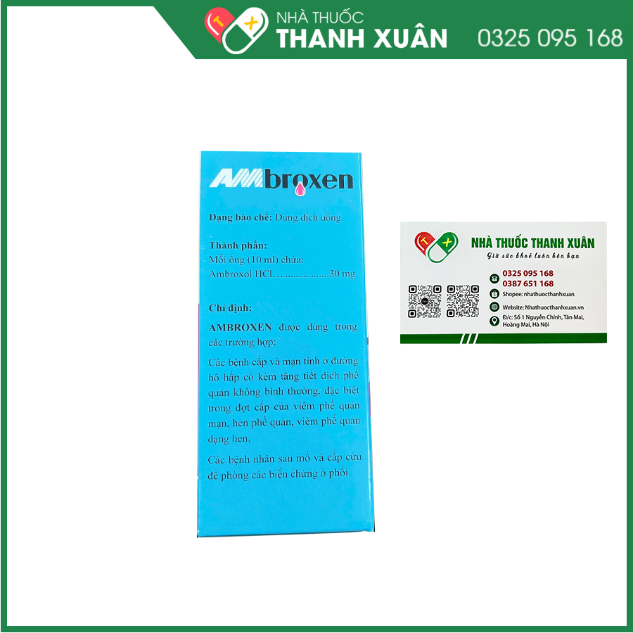 Ambroxen 30mg/10ml thuốc điều trị bệnh cấp và mạn tính ở đường hô hấp có kém tăng tiết dịch phế quản không bình thường
